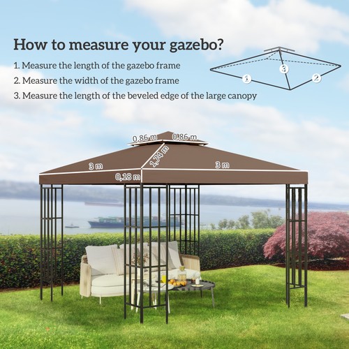 3x3m gazebo top cover - top, double